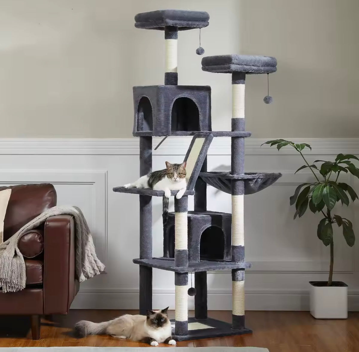 Arbre à Chat XXL - Multi Niveaux Avec Niches, Hamac Et Griffoirs.