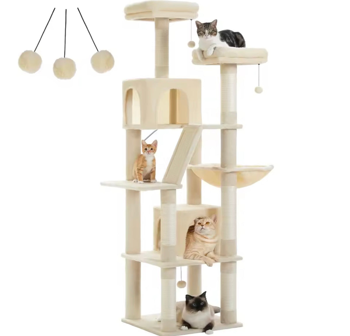 Arbre à Chat XXL - Multi Niveaux Avec Niches, Hamac Et Griffoirs.