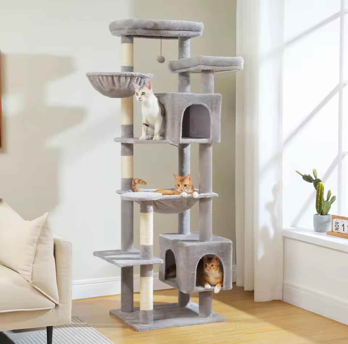 Arbre à Chat XXL - Multi Niveaux Avec Niches, Hamac Et Griffoirs.