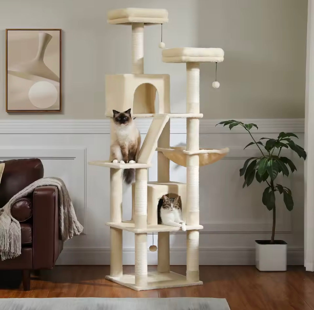 Arbre à Chat XXL - Multi Niveaux Avec Niches, Hamac Et Griffoirs.