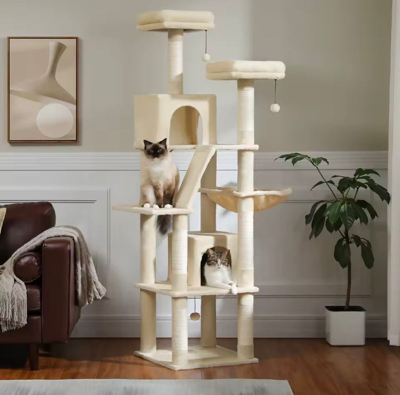 Arbre à Chat XXL - Multi Niveaux Avec Niches, Hamac Et Griffoirs.
